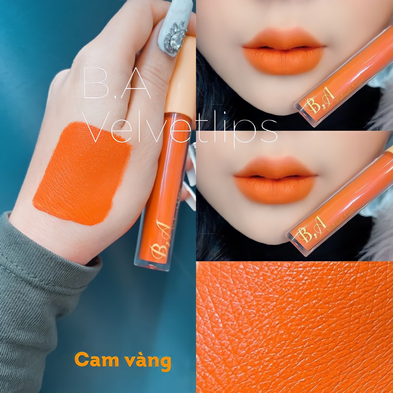 Son kem lì nắp vàng cao cấp b.a màu cam vàng