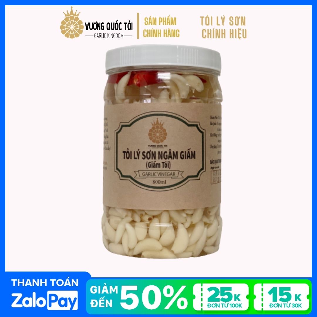 Tỏi Lý Sơn Ngâm Giấm [Giấm Tỏi] - Vương Quốc Tỏi -hộp 1Kg(800ml) - Tốt cho hệ tiêu hoá, phòng cảm cúm, viêm họng, giảm nguy cơ ung thư, tim mạch