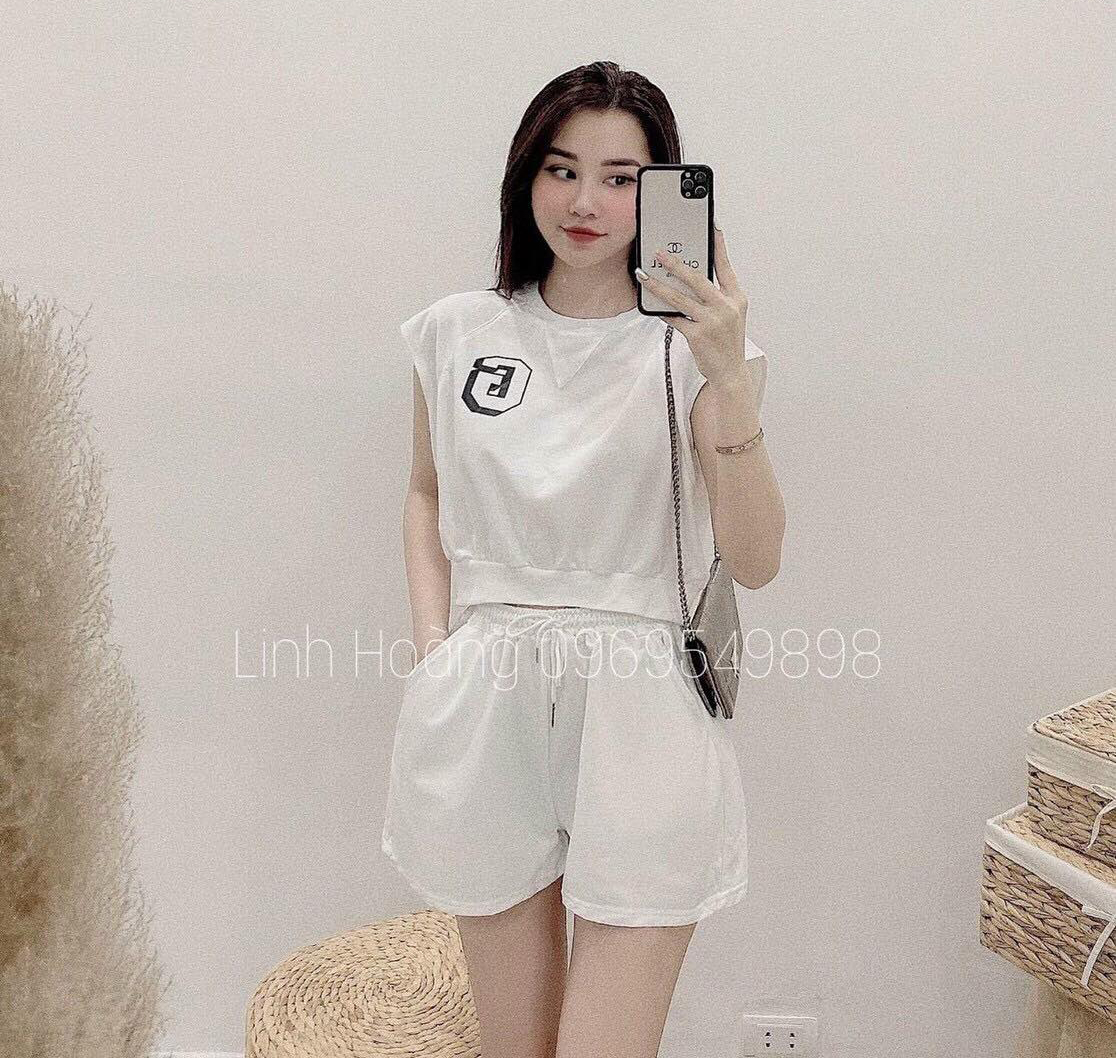 [Hàng Hot] Sét Đồ Bộ Nữ Thể Thao Ngắn Chất Cotton Dày Áo IN Chữ Bo Bụng Chun & Quần Short Thời Trang Kiểu Cách Đi Chơi, Đi Dự Tiệc D.ONE FASHION, Mẫu Free Size (40-55Kg) Mặc Vừa