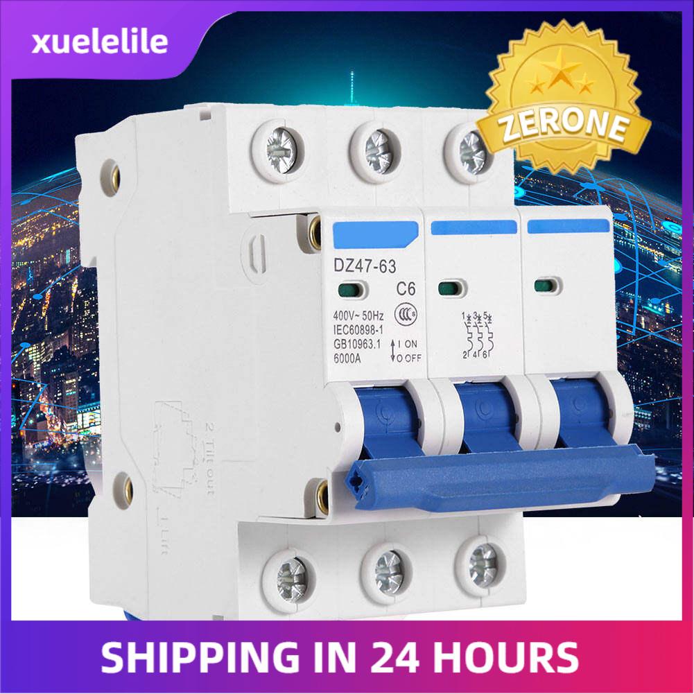 Xuelelile Bộ Ngắt Mạch Thu Nhỏ 3 Cực AC 400V 6/10/16/20A Bộ Ngắt An Toàn MCB, DZ47-63