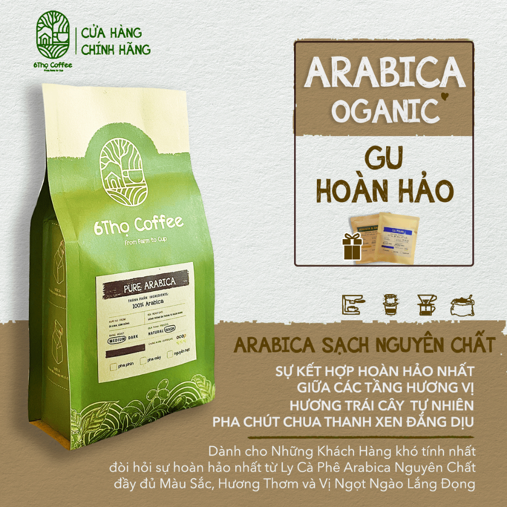 (Mua 1 Nhận 3) Cà phê Arabica nguyên chất 100% hậu vị ngọt thơm quyến rũ 6 Thọ Coffee Cà Phê Chất Lượng Cao từ Nông Dân