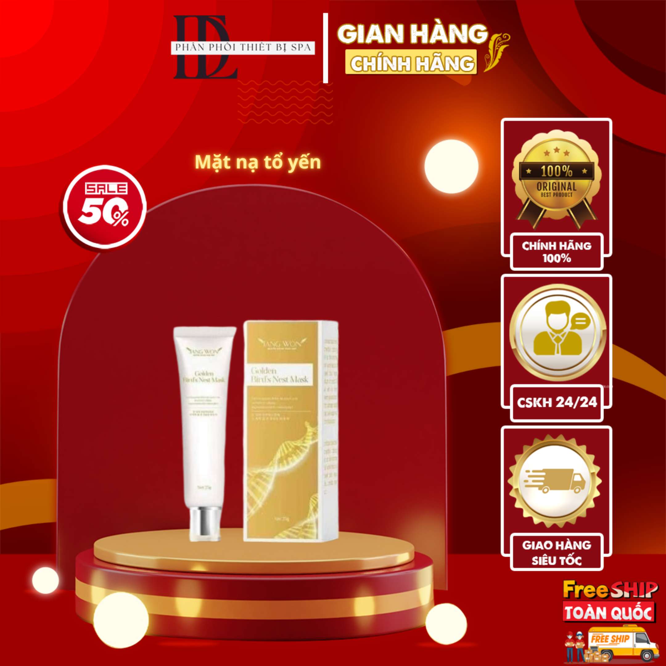 Mặt nạ ủ trắng tổ yến kim cương , mặt nạ tổ yến vàng