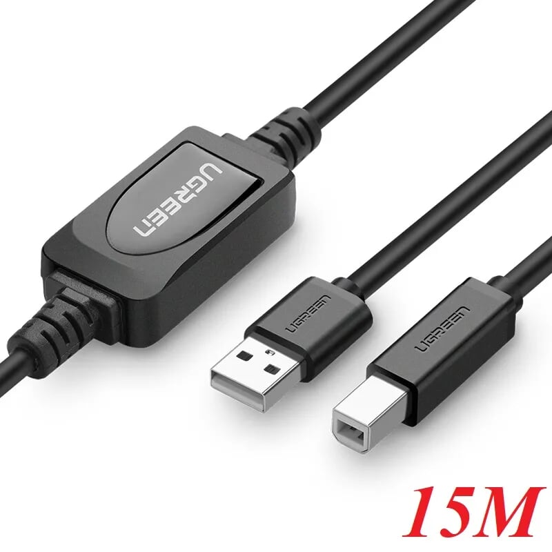 Ugreen 10362 15m màu đen cáp usb 2.0 sang usb b máy in có chip khuếch đại us122