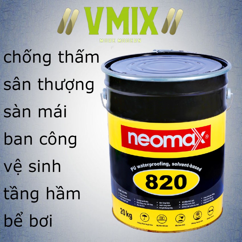Chống thấm neomax 820 không cần phải đục gạch dễ thi công chịu được tia UV không cần cán vữa bảo vệ gốc polyurethane . Vmixeco