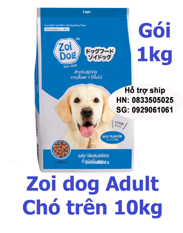 [Hoàn tiền 6%] (Gói 1kg) Thức ăn chó zoi dog dành cho chó Thailand - Chó trên 1 năm tuổi (Hoặc chó trên 10kg)