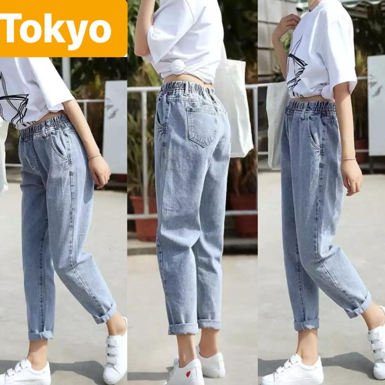 QUẦN JEAN BAGGY NỮ CHẤT BÒ XANH TRƠN LƯNG THUN CẠP CHUN LƯNG CAO NÂNG MÔNG NHẬT BẢN CAO CẤP DB-330 - TOKYO FASHION