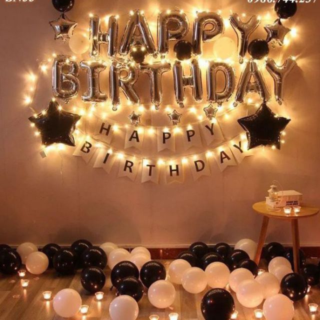 COMBO TRANG TRÍ SINH NHẬT GỒM BÓNG BAY, CHỮ HAPPY BIRTHDAY, TẶNG BƠM + KEO DÁN + Đèn