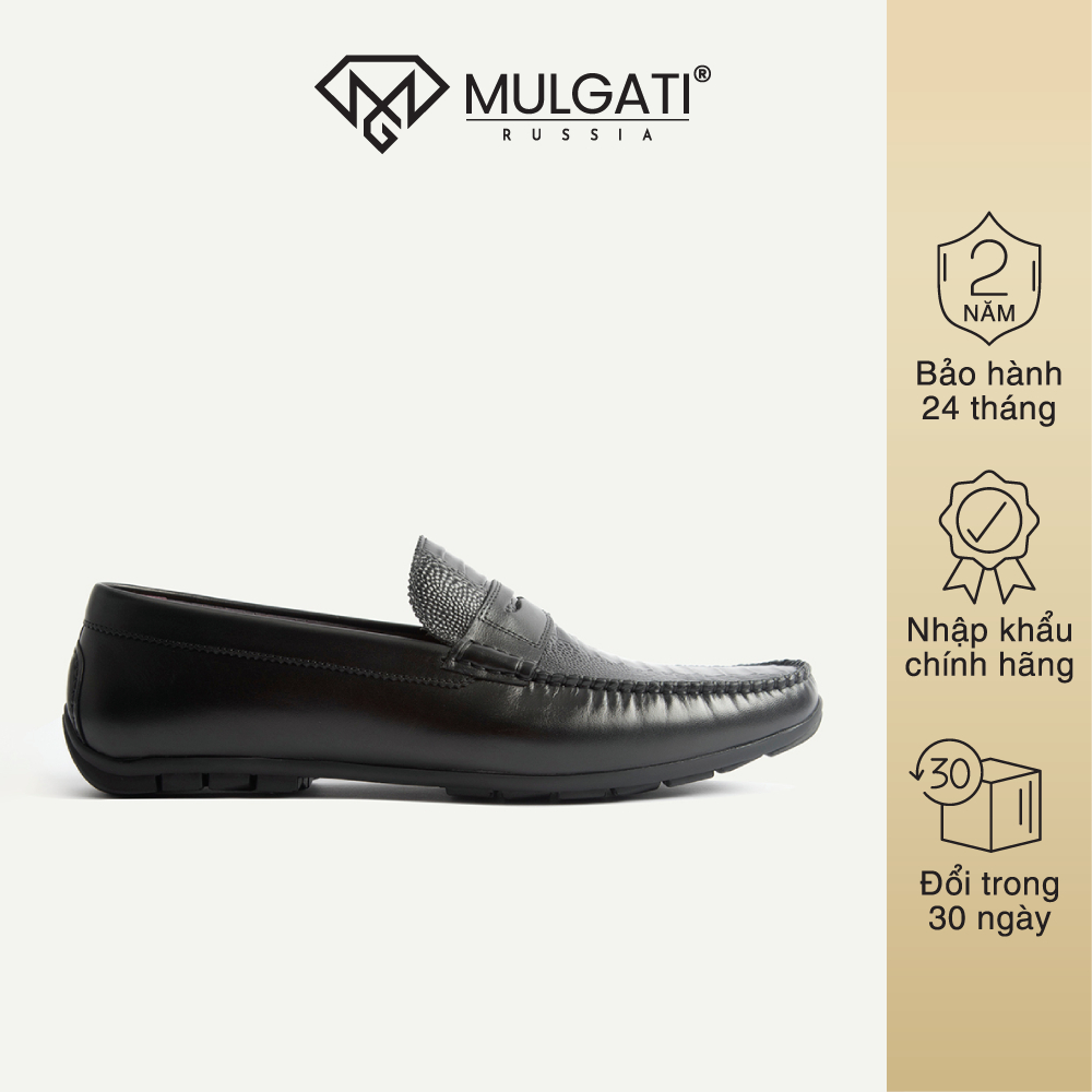 Giày lười nam mulgati moccasin đai ngang vân cá sấu - sp01132