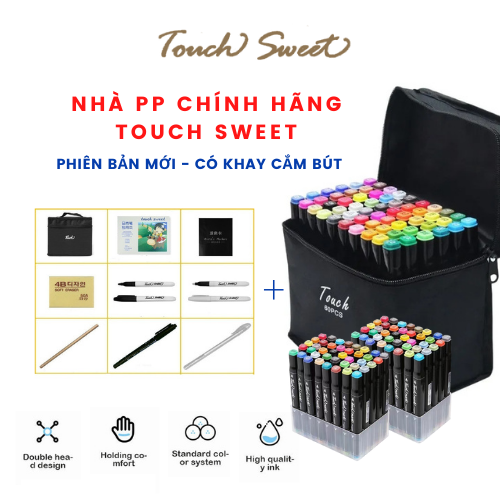 Bút màu Marker Touch Raven Touch Sweet Túi Vải Bộ 30/60/80 có đế cắm bút màu vẽ anime kèm quà tặng