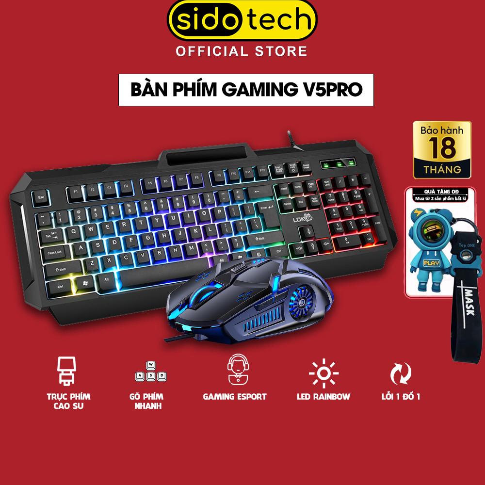 Bàn Phím Gaming RGB Máy Tính SIDOTECH V4S Dòng Bàn Phím Có Dây Chơi Game Chuyên Nghiệp Chế Độ LED RGB Cầu Vồng Chống Nước Gõ Phím Nhanh Chính Xác Loại Bàn Phím Máy Tính Văn Phòng Gaming Esport