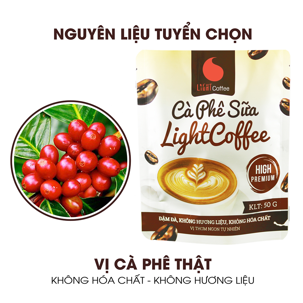 Cà phê sữa hòa tan 3in1 thơm ngon và tiện lợi đặc biệt không pha trộn hương liệu gói 50g, hũ 230g, 500g, 600g - Light Coffee