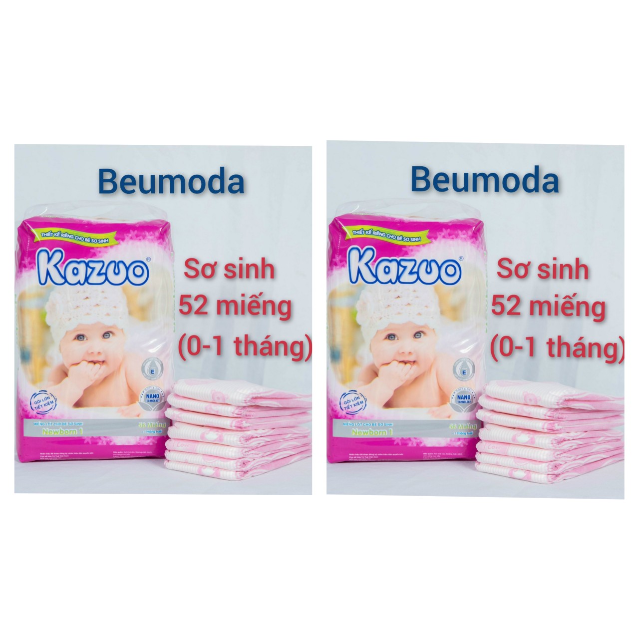 Combo 2 bịch miếng lót sơ sinh Kazuo new born NB1-52 cho bé từ 0-1 tháng