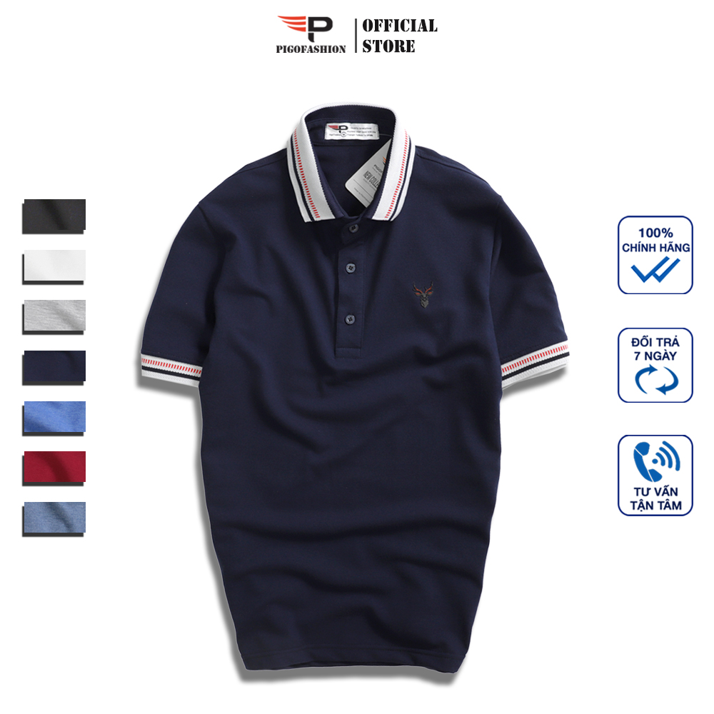 Áo Thun Nam Pigo Fashion Logo 3d Cổ Phối Họa Tiết Sành Điệu Fs Aht29 Cool 01 (Chọn Màu)