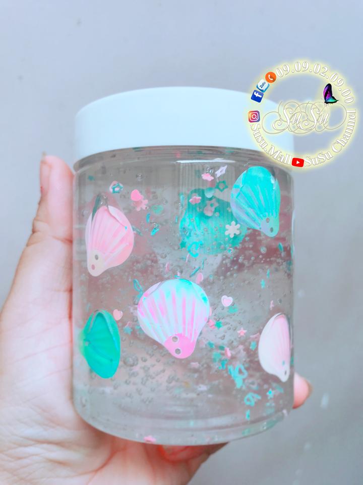 SLIME trong giá rẻ charm vỏ sò hủ 250ml , Slime basic giá rẻ 1k , slime trong siêu mềm , slime mây siêu xơi siêu xốp - Sumo Mall