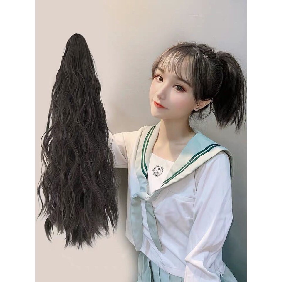 Tóc giả nữ ngoặm❤️Tóc giả ngoạm xù 50cm kèm ảnh thật