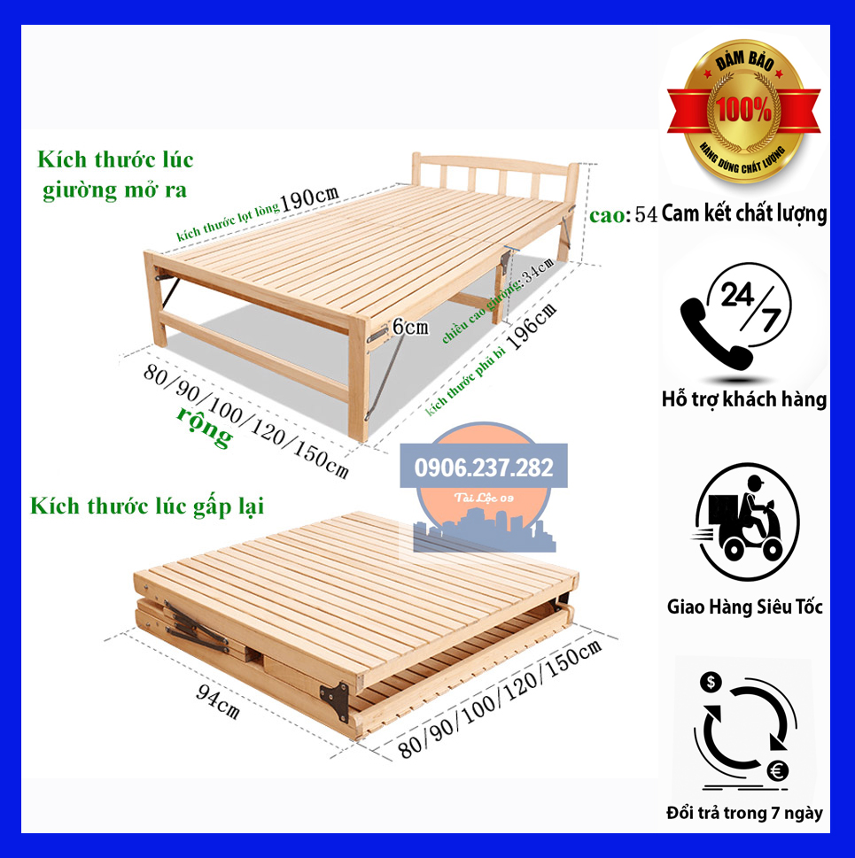 Giường xếp gỗ thông rộng 60cm, 80cm, 100cm, 120cm, 150cm tặng đệm, giường đơn gấp gọn, giường gỗ xếp gọn, giường gấp gọn , giường ngủ trưa văn phòng, giường xếp gỗ thông gấp gọn, giường ghế gấp gọn