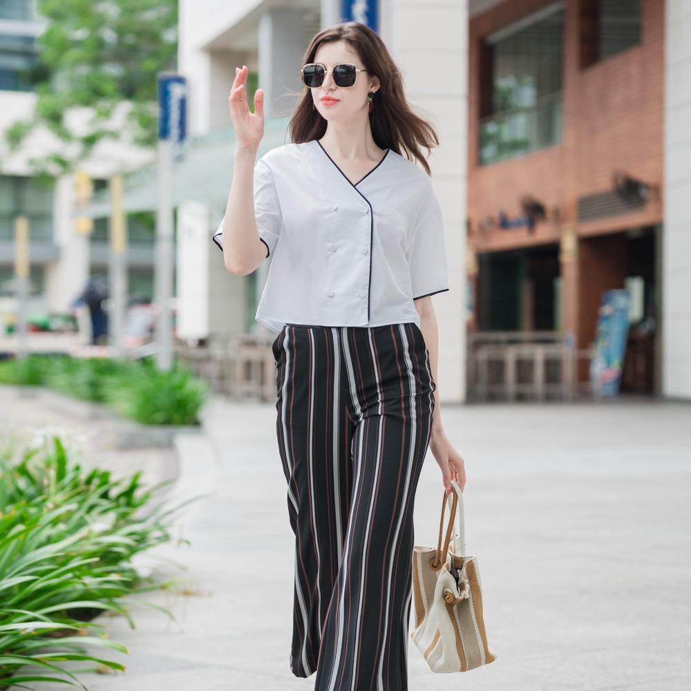 Quần culottes sọc lưng thun