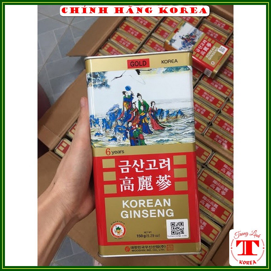 Hồng sâm củ khô hộp thiếc 150g - Nhân sâm hàn quốc Bio chính hãng - Tăng thể lực, giảm lão hóa, phòng ung thư - tranglinhkorea