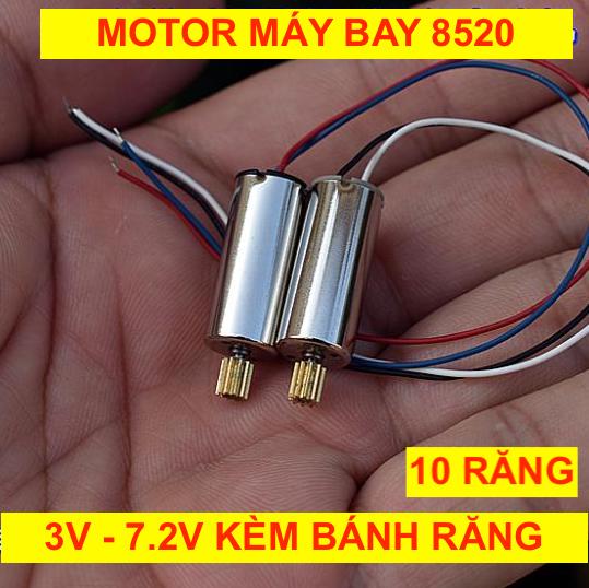 2 motor máy bay mini coreless 8520 thuận nghịch kèm bánh răng dây đen trắng xanh đỏ 3V - 7.2V - LK0388