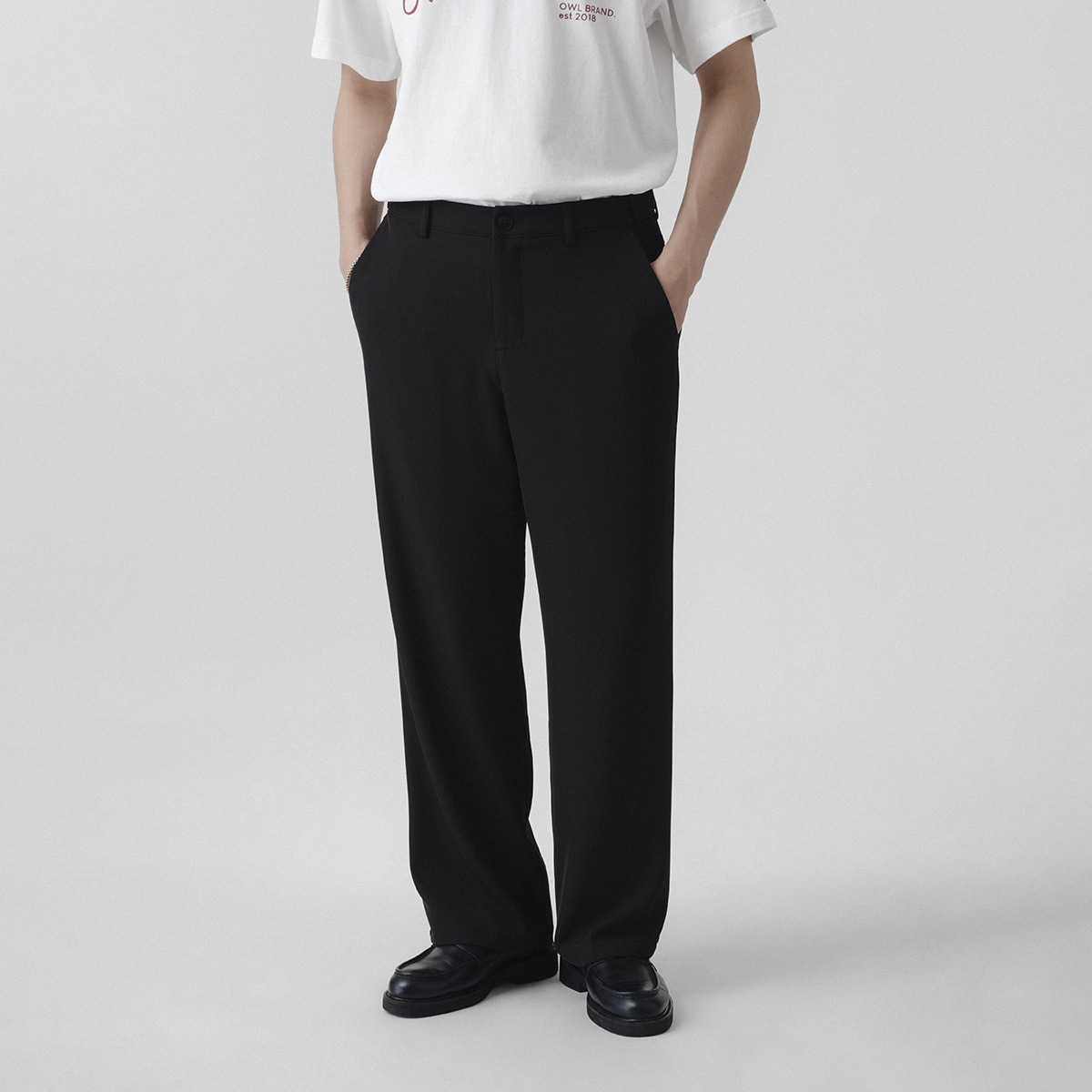 Quần tây nam Owlbrand Loose Trouser AAO/ Đen