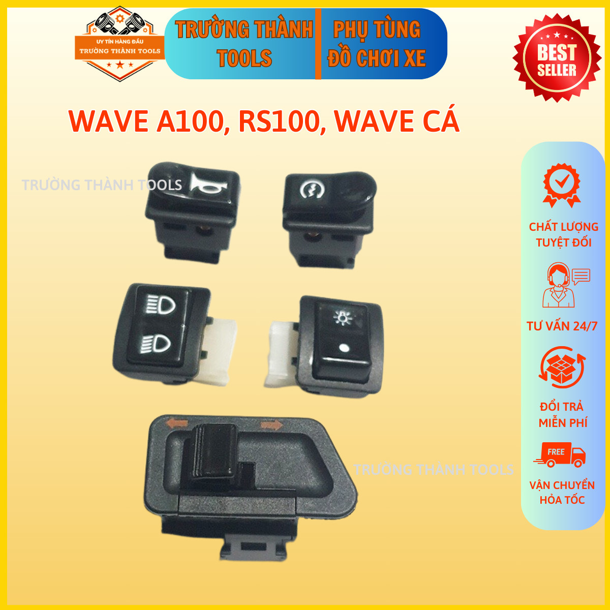 Bộ 5 nút công tắc dành cho xe máy Wave/RS/Wave cá Trường Thành Tools