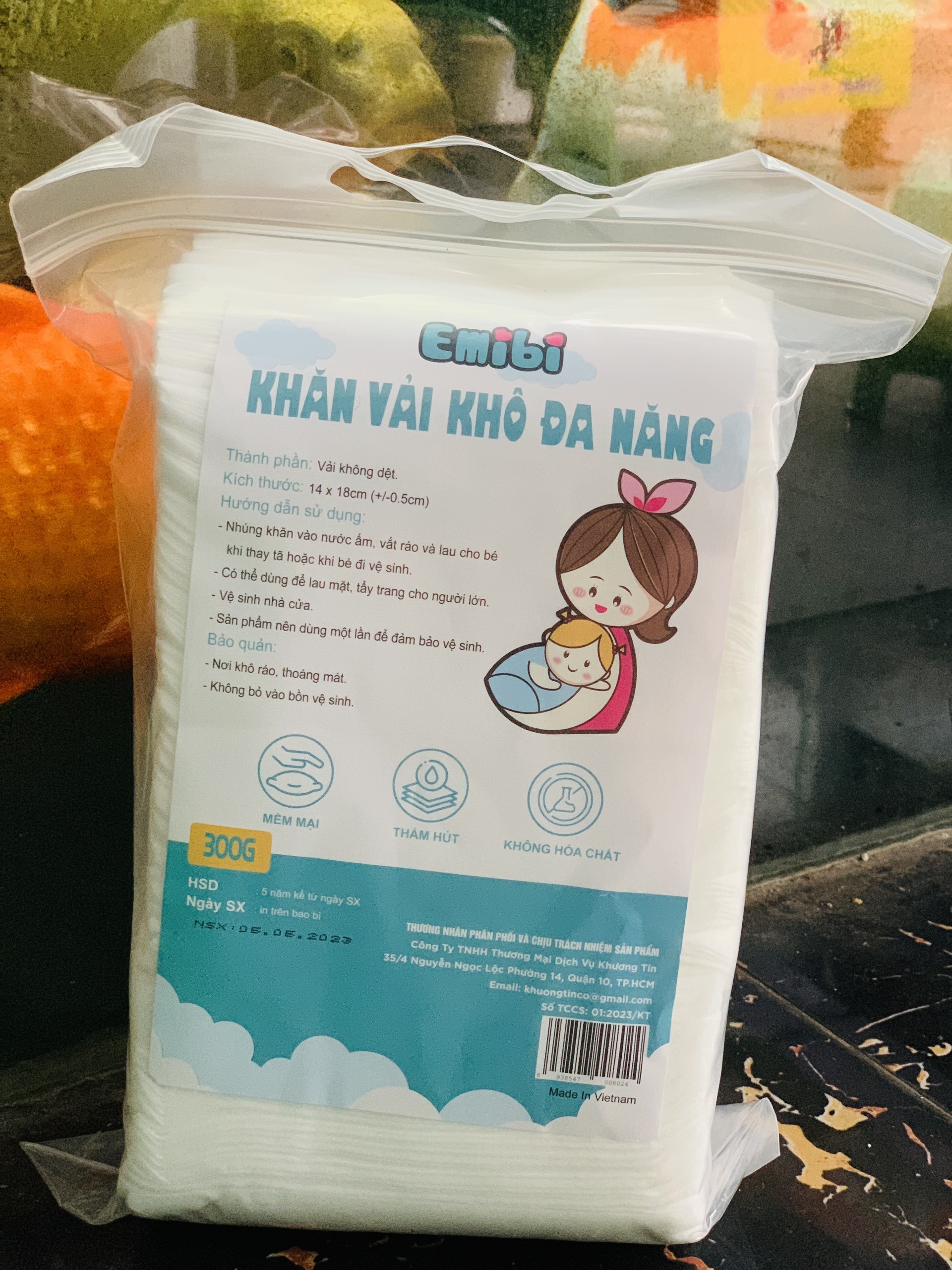 Khăn khô đa năng Emibi 300g/bịch