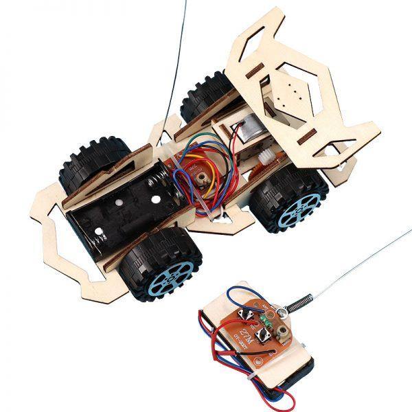 Bộ đồ chơi khoa học tự làm ô tô dạng xe đua điều khiển từ xa bằng gỗ DIY