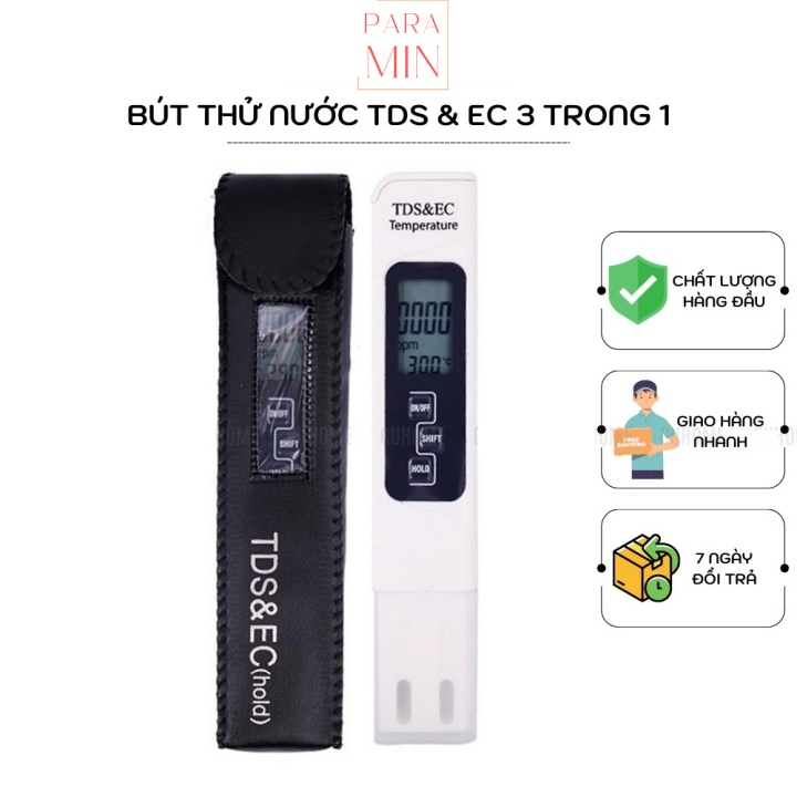 Bút Đo Dinh Dưỡng Thủy Canh, Máy Đo Độ Dẫn Điện Thông Số TDS và EC, Bút Kiểm Tra Độ Tinh Khiết Của Nước TDS-V3, Kiểm Tra Nguồn Nước Nhanh Chóng Chính Xác