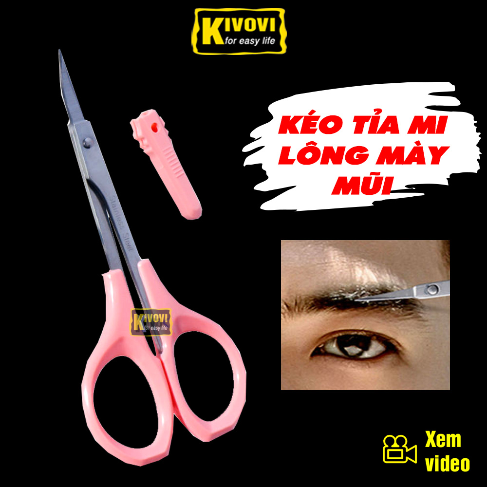 [ĐẦU CONG] Kéo Cắt Lông Mày / Lông Mi / Lông Mũi Cao Cấp Loại Tốt Đầu Cong - Kéo Cắt Tỉa Chân Mày Lông Mũi Mi Giả - Đồ Nội Địa Trung Quốc - CA865 - Kivovi