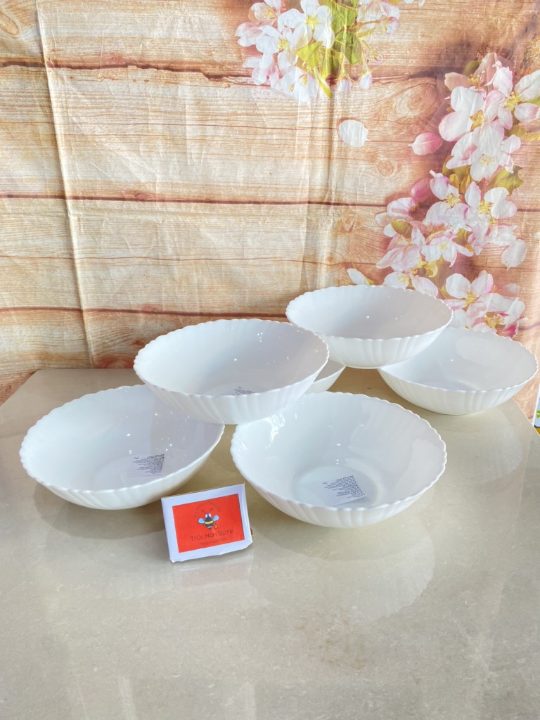 Bộ 6 tô sứ thuỷ tinh trắng cao cấp 7in - 18cm