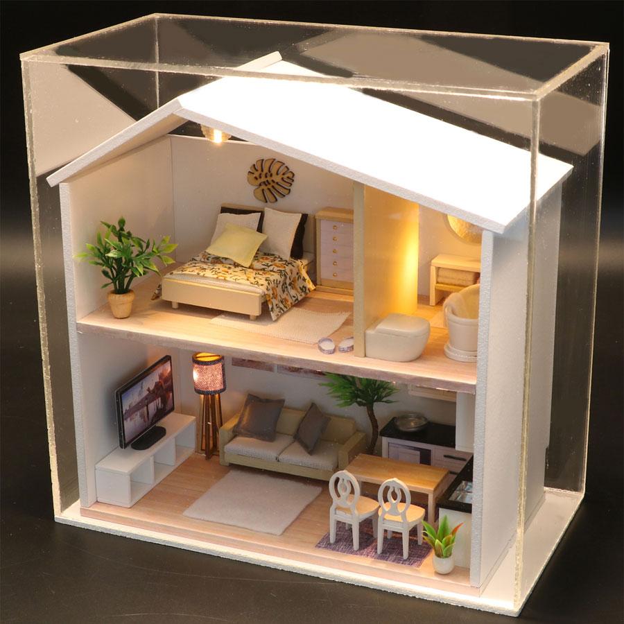 Mô hình nhà tiểu cảnh Bầu Trời Đêm HongDaM039 Có đèn Led, tặng kèm dụng cụ lắp ráp