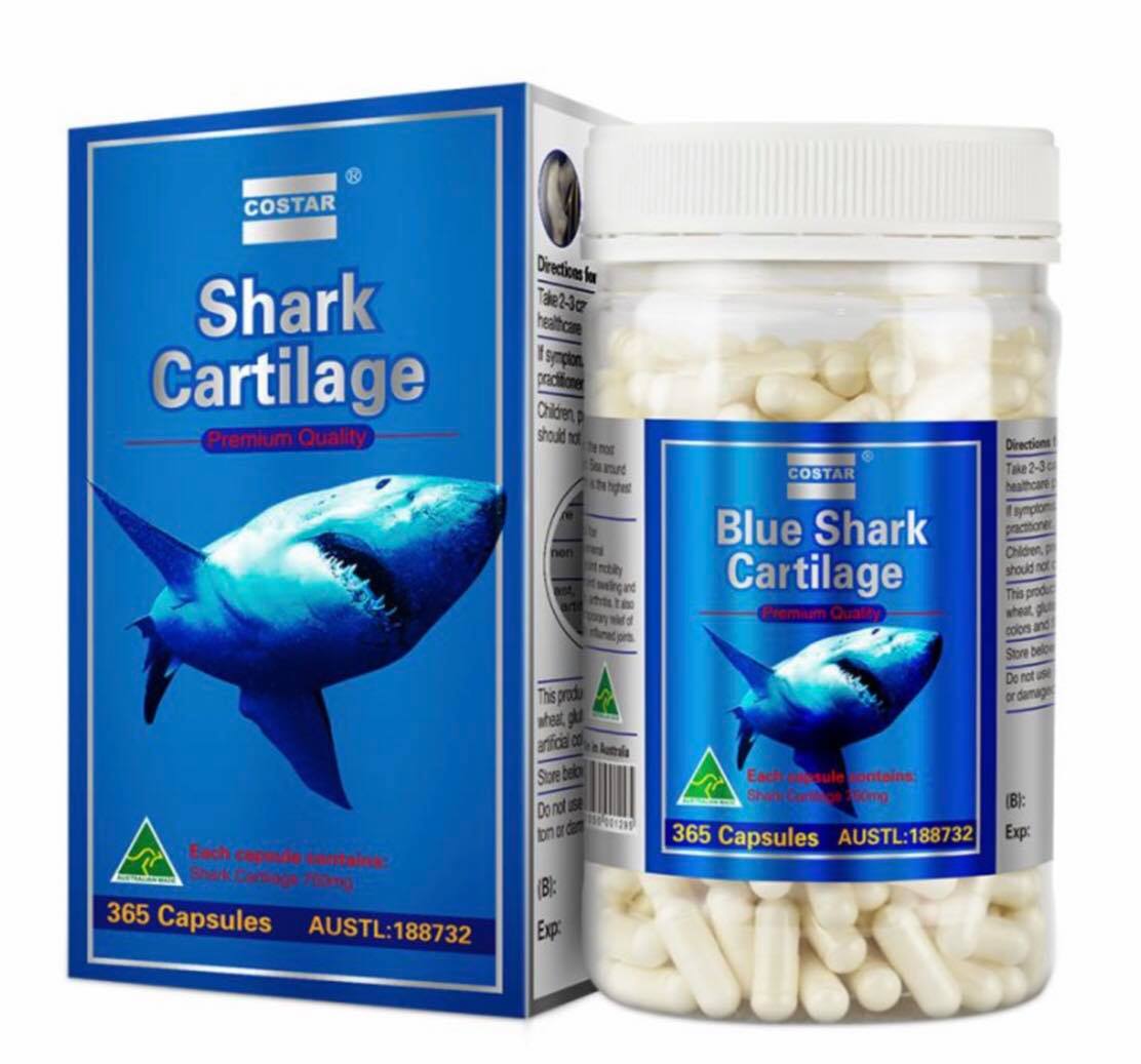 Costar sụn cá mập blue shark cartilage 750mg 365 viên của úc