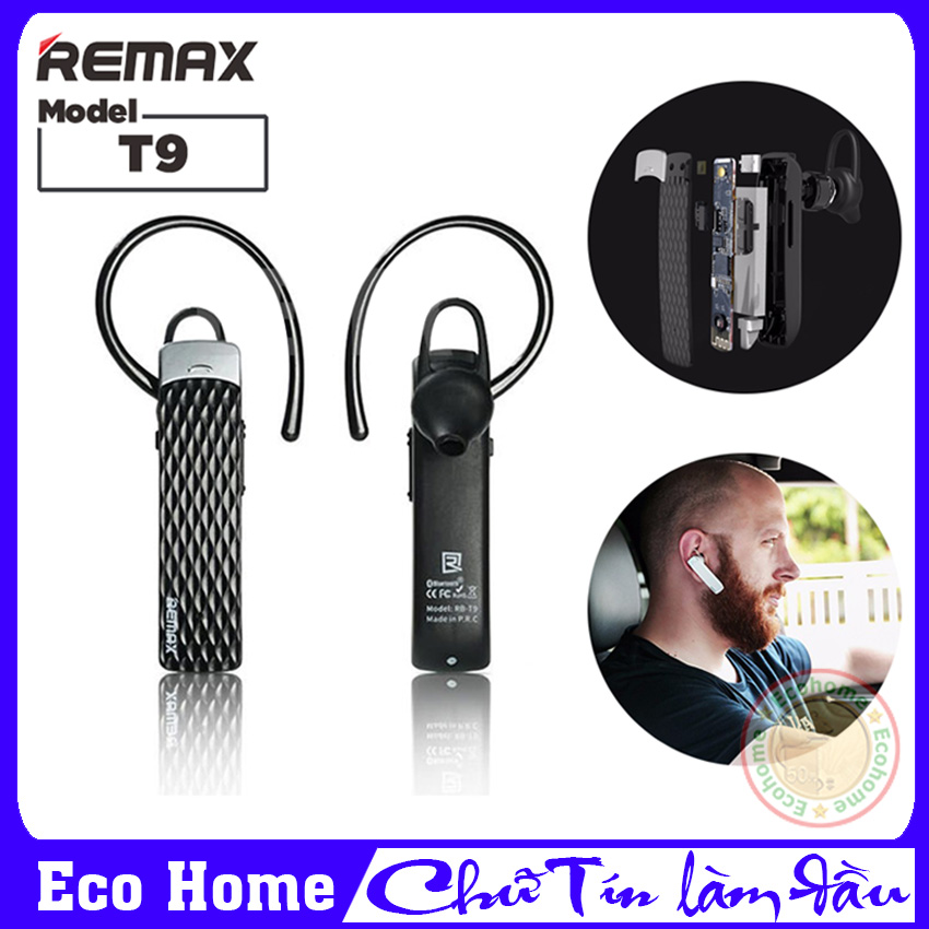 [Pin cực trâu] Tai nghe Bluetooth Remax RB-T9 HD Voice, Tai Nghe Không Dây Bluetooth Giá Rẻ, Pin Dung Lượng Lớn  Hãng phân phối chính thức - Bảo Hành 12 Tháng Tại Eco Home