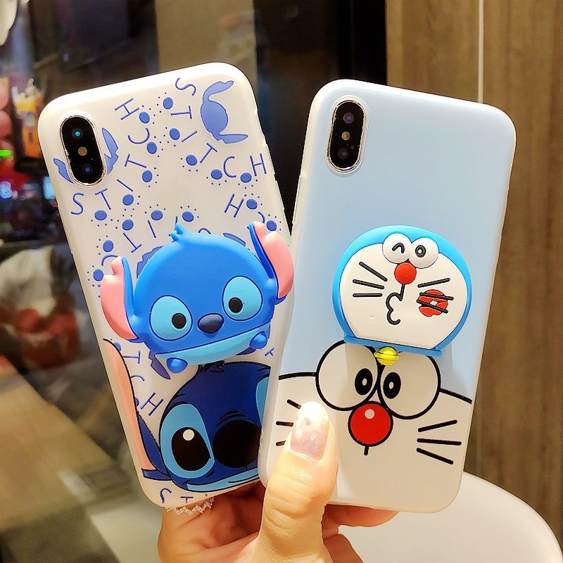 Ốp Lưng Iphone Doremon Dễ Thương - Cho Iphone 6 6s 6Plus 6sPlus 7Plus 8Plus X - (Tặng kèm giá đỡ)