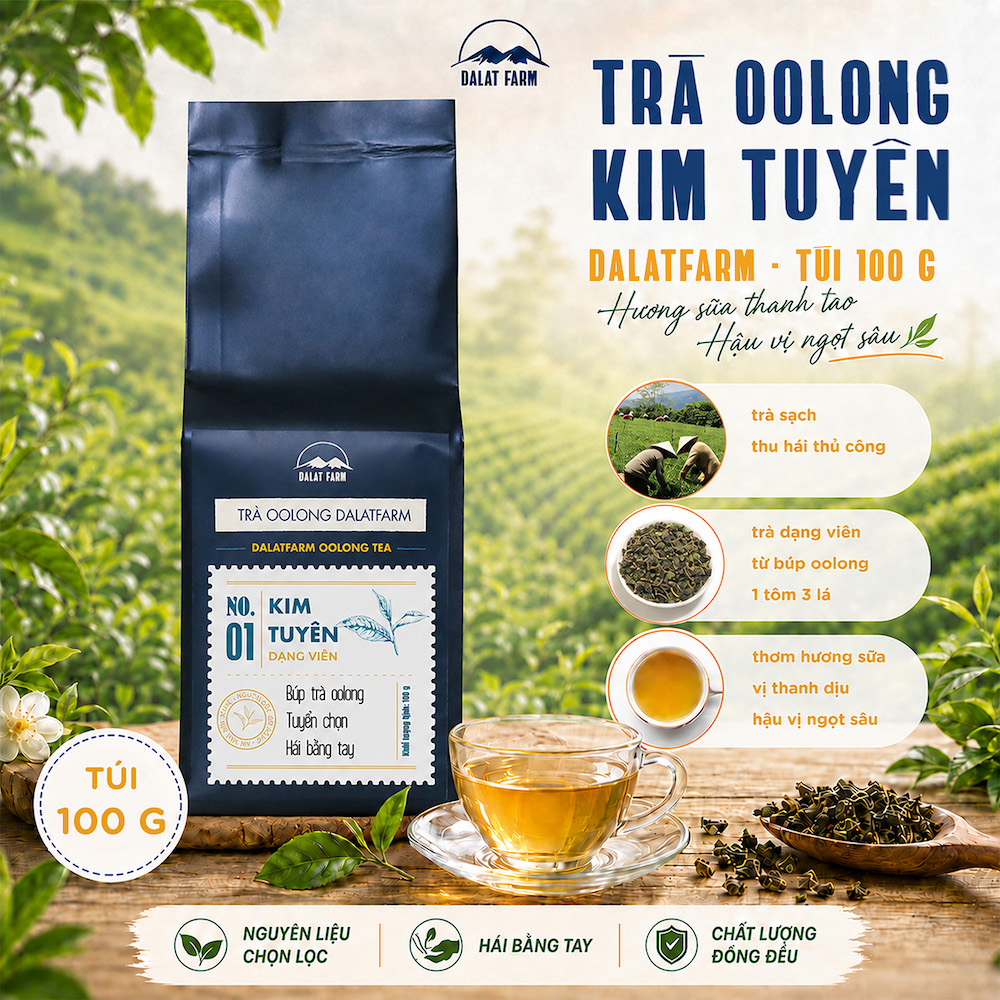 Trà Oolong Kim Tuyên DalatFarm - Túi 100 g