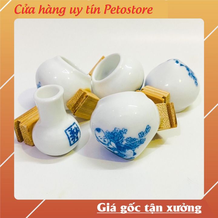 Combo 5 cóng sứ khuyên petostore Cóng chim khuyên chất liệu gốm sứ cao cấp họa tiết siêu đẹp