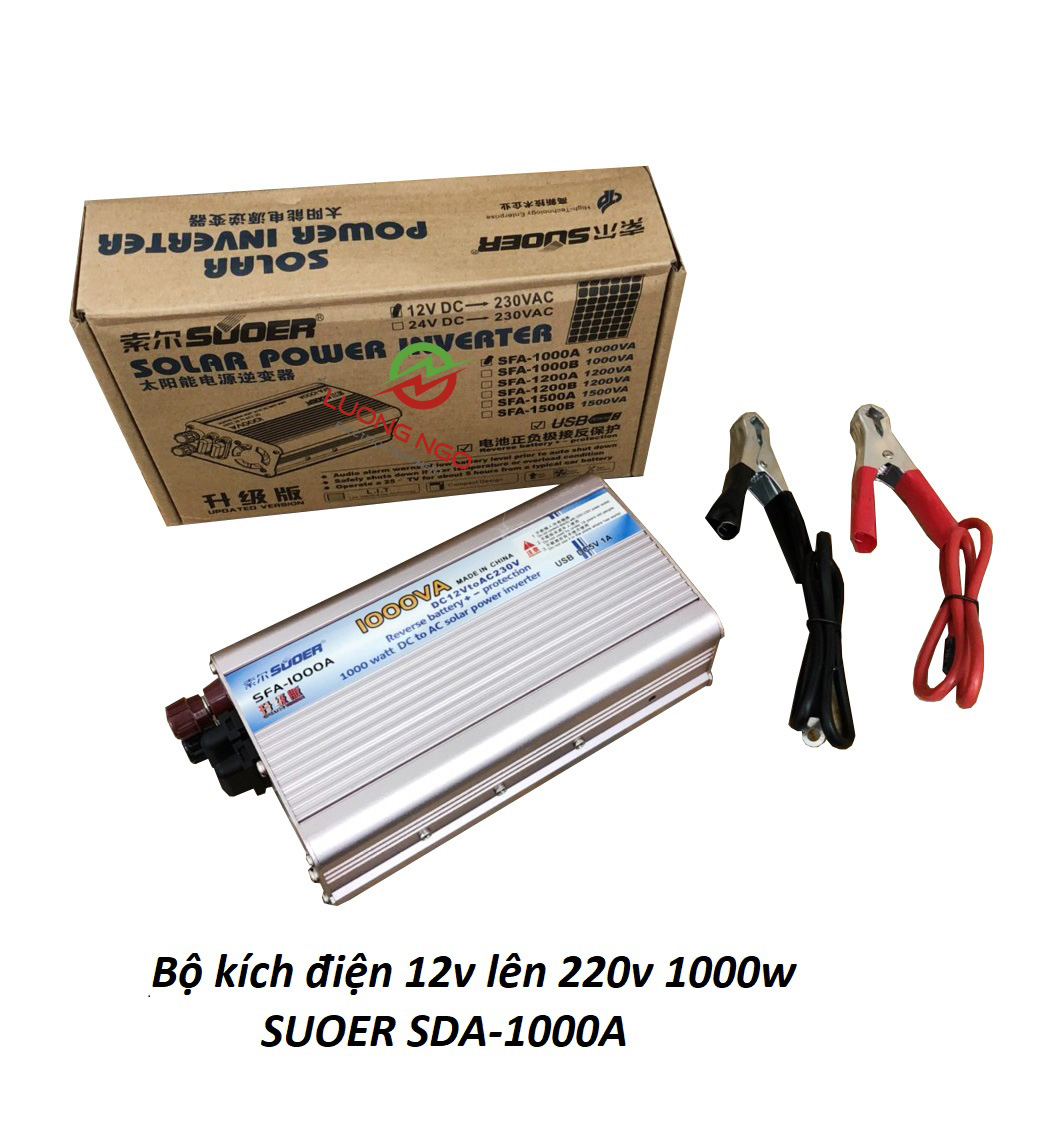 Bộ chuyển nguồn điện 12v lên 220v 1000w suoer sda-1000a