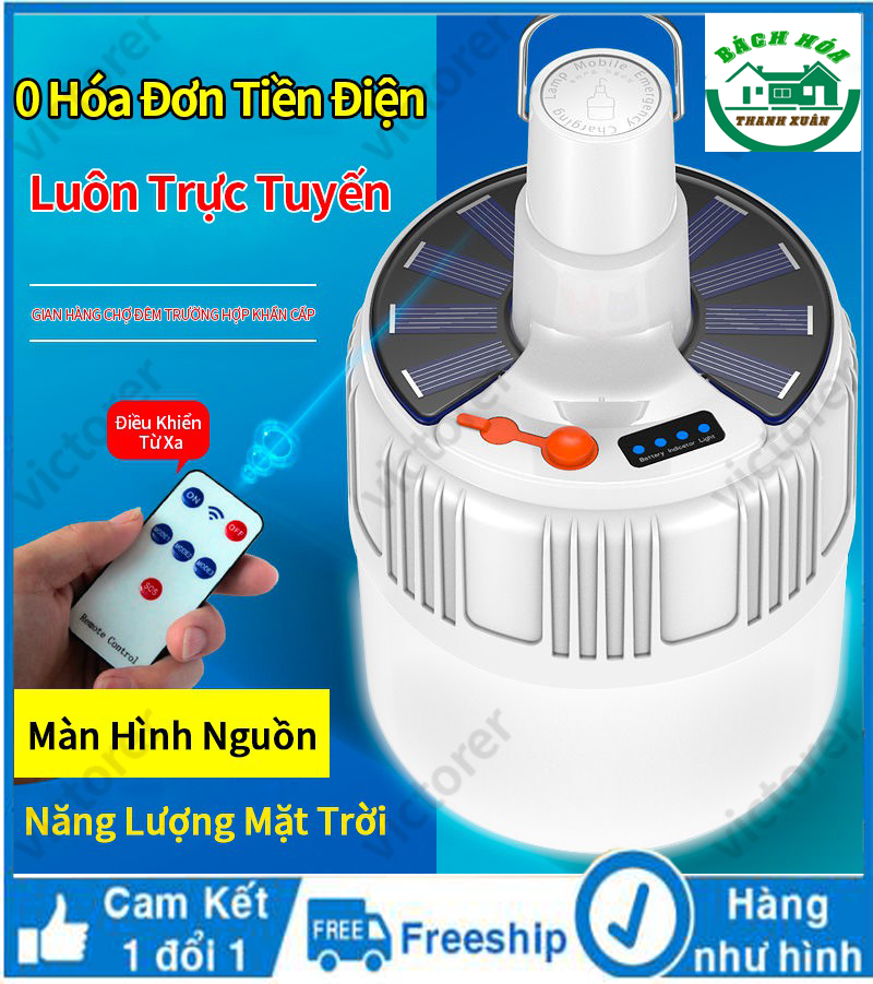 Đèn tích điện năng lượng mặt trời có cổng sạc điện kèm điều khiển từ xa siêu sáng chống nước,Mua Ngay