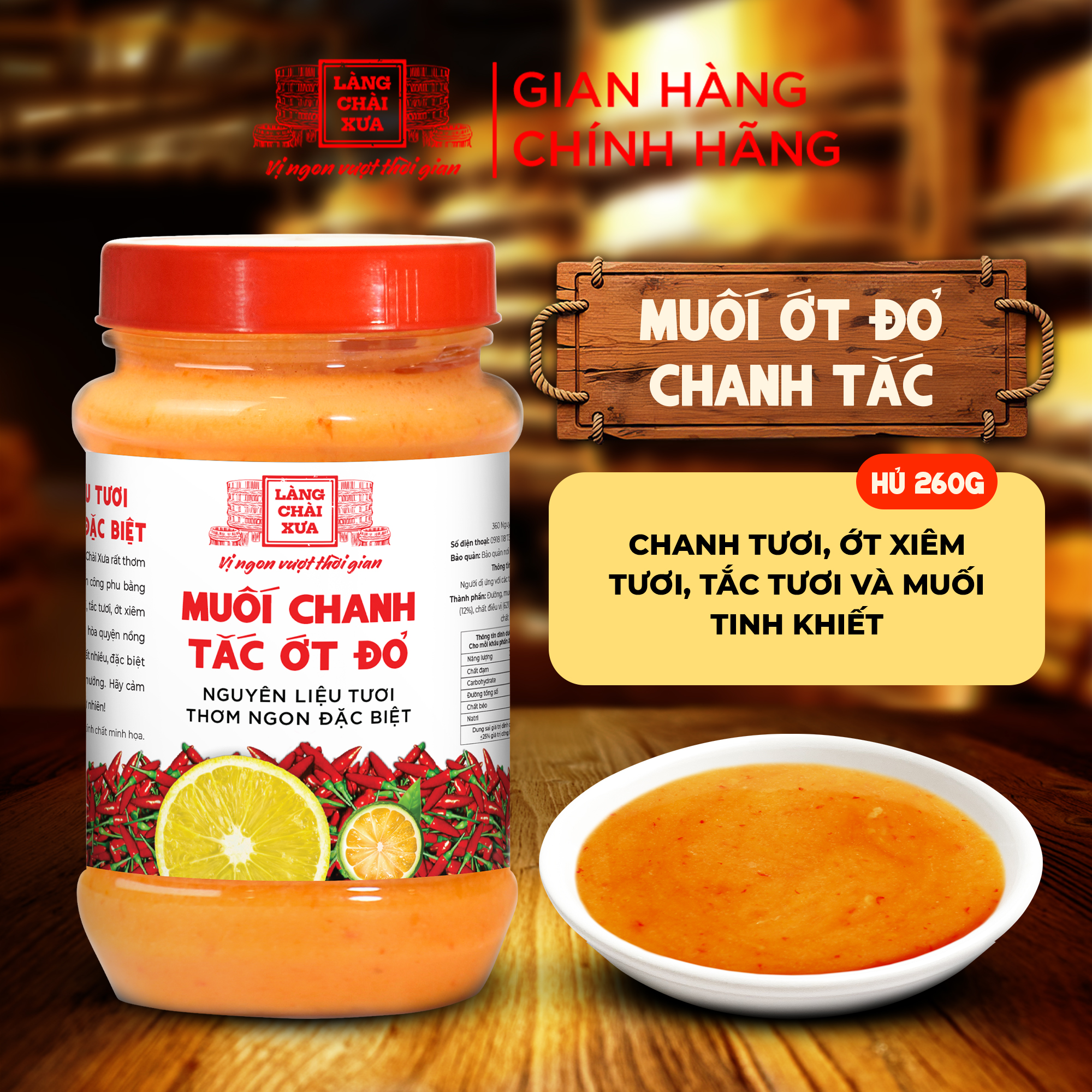 [Hủ nhựa 260g] Muối ớt đỏ chanh tắc Làng Chài Xưa nguyên liệu tươi, thơm ngon đặc biệt