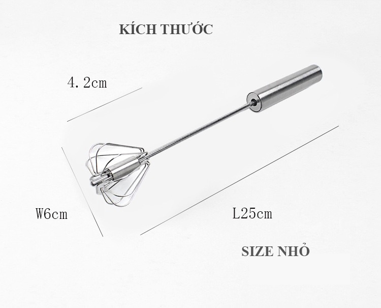 Cây đánh trứng cầm tay inox thông minh loại 25cm, 35cm