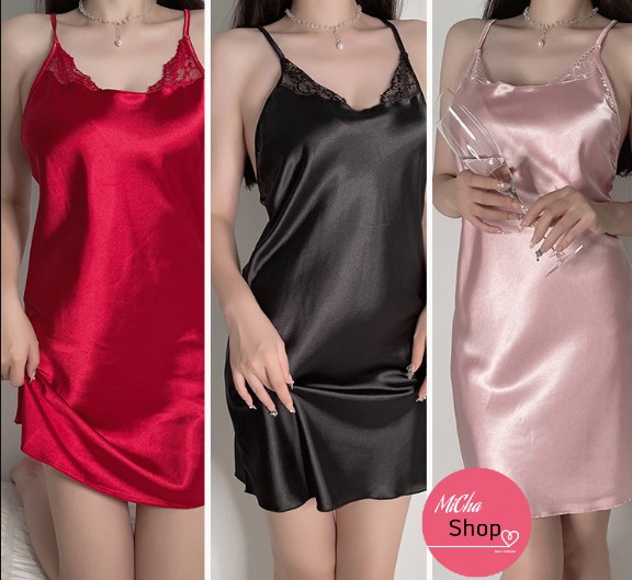 Váy ngủ lụa hai dây hở lưng sexy quyến rũ - Mẫu 024