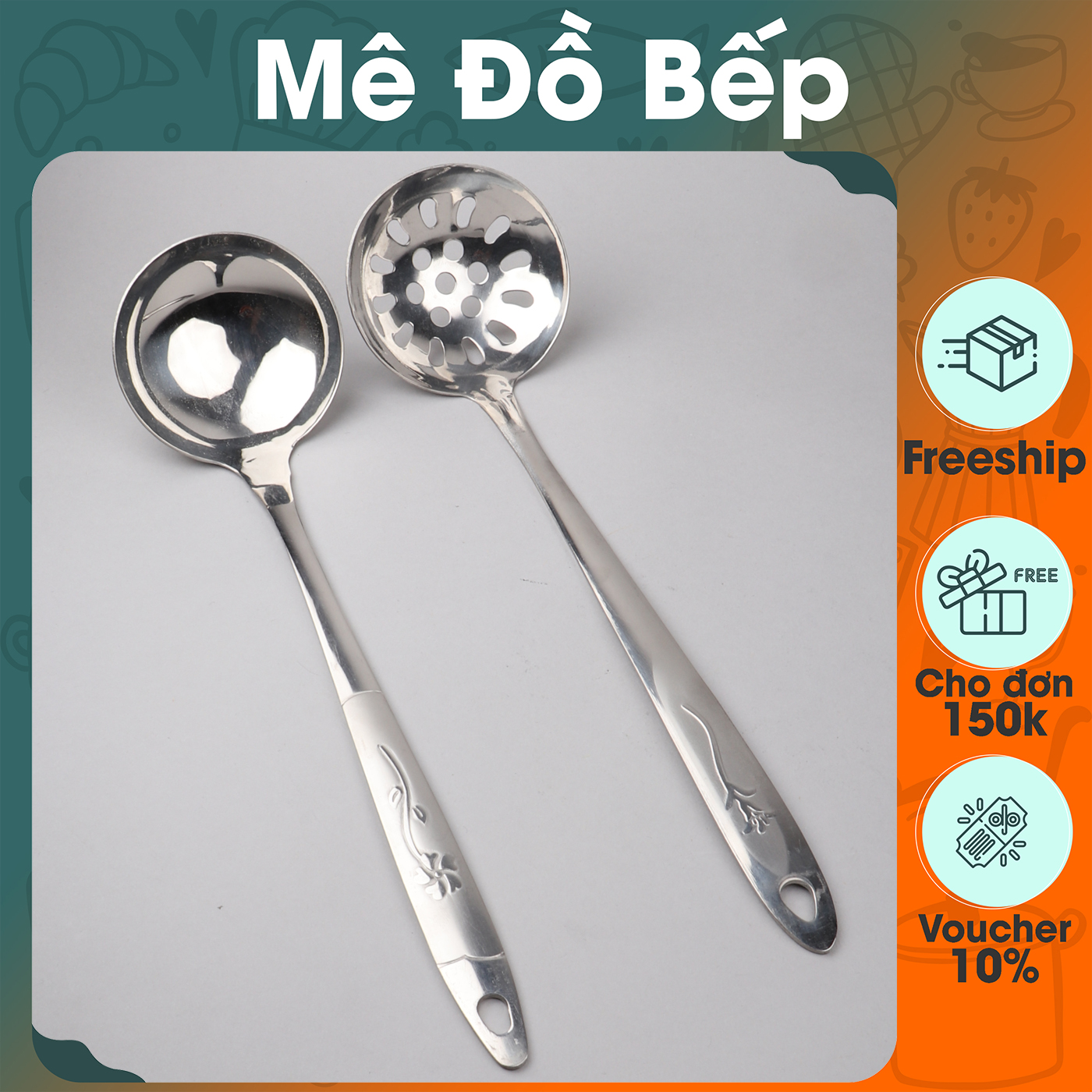 Set Vá đặc, Vá lỗ inox cán hoa loại trung cao cấp siêu bền SCHT20 - Gia dụng bếp