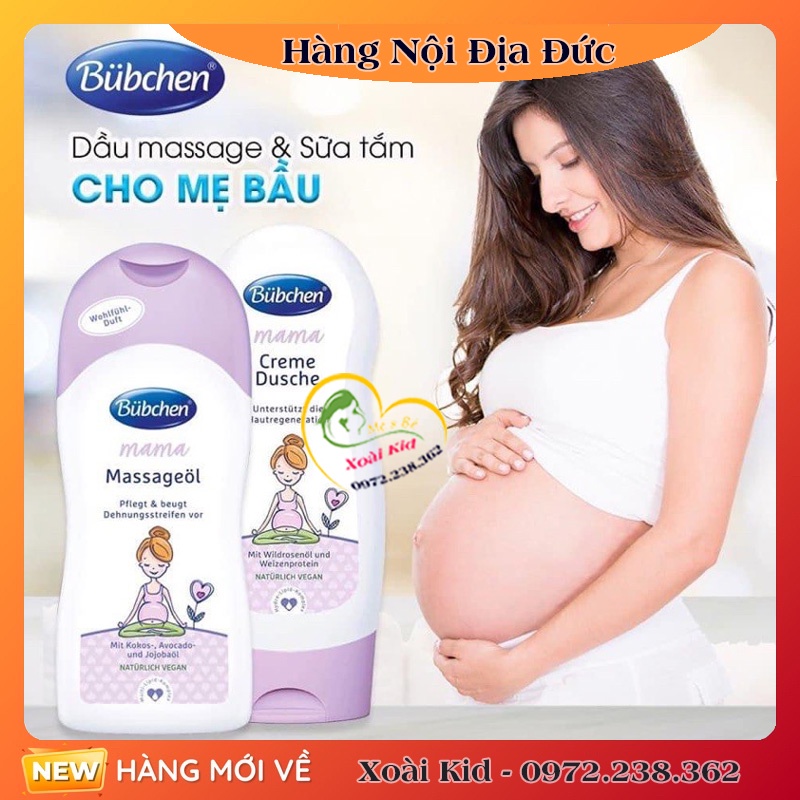 Sữa tắm và dưỡng thể Bubchen mama mẫu mới hàng Đức cho bà bầu