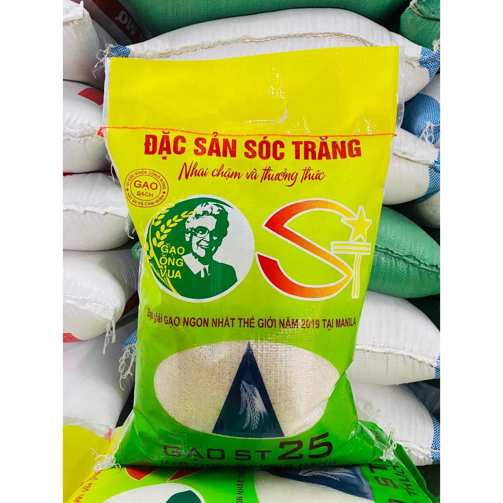 COMBO 5KG GẠO ST25 LÚA TÔM THƯỢNG HẠNG DẺO CƠM ĐẶC SẢN VÙNG SÓC TRĂNG