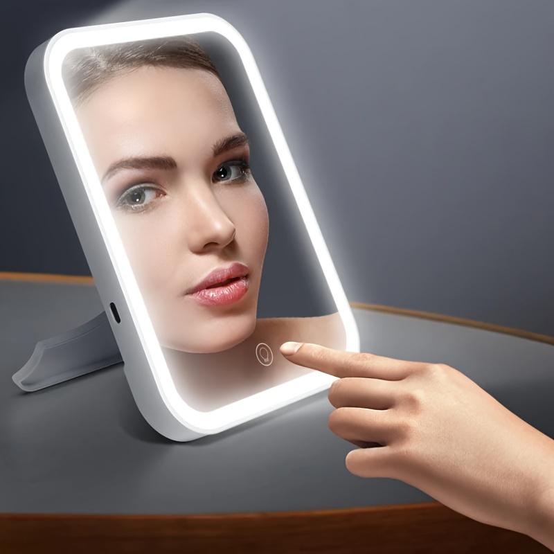 amao123 Makeup Mirror Touch Screen Portable Standing Folding Vanity Mirror Magnifying Compact Cosmetics Mirror