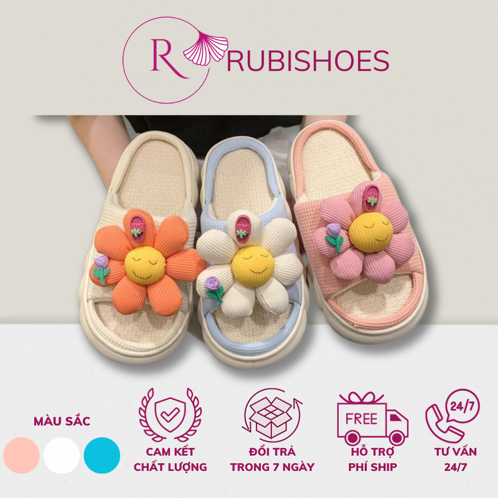 Dép 🏵️🏵️bông hoa 🏵️🏵️vải dệt đế cói siêu xinh êm chân mới 2023_rubishoes