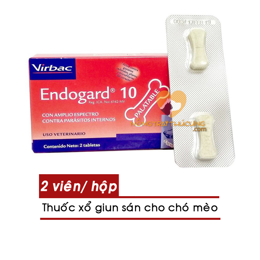  Tẩy Giun Sán Endogard  Pháp  Cho Chó Mèo - Xổ Giun Chó Mèo 1 Hộp  2 Viên  -  Nông Trại Thú Cưng  
