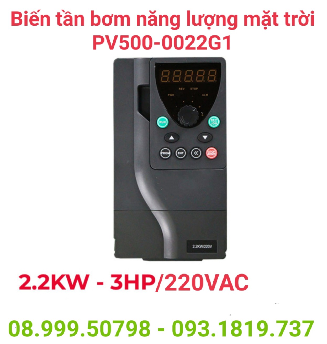 Biến tần bơm nước năng lượng mặt trời độc lập pv500 - 2.2kw 3pha 220v