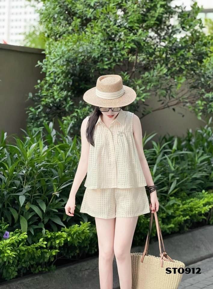 Set bộ đùi lưới sát nách đi biển, sét bộ đồ nữ cổ sơ mi sát nách mix quần short, Sét đồ nữ chất xô cao cấp, set bộ babydoll cổ bẻ xòe phồng mix quần đùi xinh xắn dx