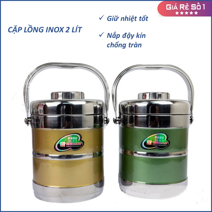 Cặp lồng inox giữ nhiệt 3 ngăn dung tích 2 lit